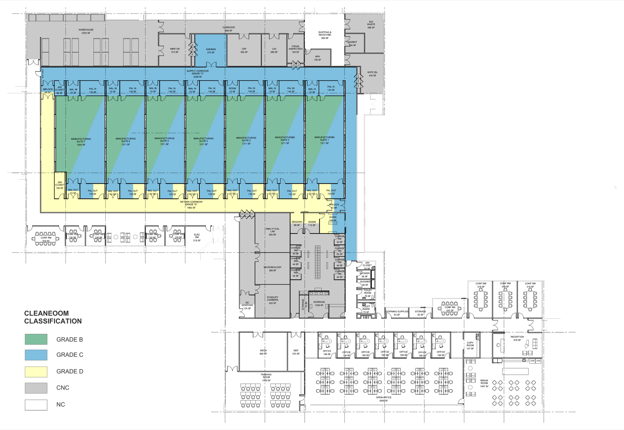 307 College Road East cleanroom layout concept — EwingCole / EC Build